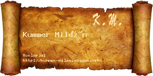 Kummer Milán névjegykártya
